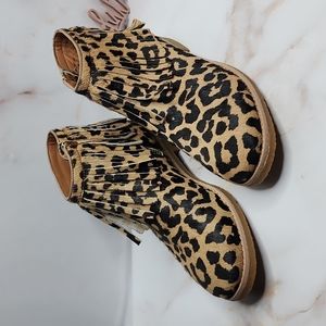 Kate spade betsie truffle leopard fringe booties New